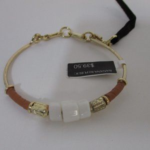 Banana Republic Camel Leather Horse Bit Cuff Bracelet NWT 39.50